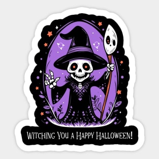 Happy Halloween T-Shirt, Female Sorcerer TShirt, Enchanting Witch Tee, Halloween Party Top, Magical Apparel, Gift for He Sticker